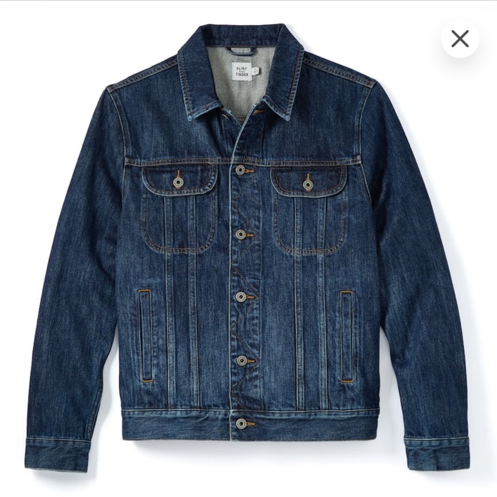 Mens Huckberry Flint And Tinder Denim Trucker Jacket Size XL